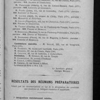 0015 - Page 9 - Extrait du procès-verbal de la séance du Conseil d'administration du 11 janvier 1922 / Résultats des réunions préparatoires tenues par les circonscriptions en vue de la désignation des candidats aux fonctions de délégués titulaires et suppléants