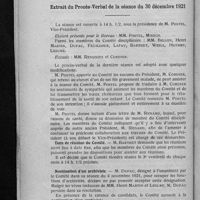 0022 - Page 16 - Comité disciplinaire. Extrait du procès-verbal de la séance du 25 novembre 1921 / Extrait du procès-verbal de la séance du 30 décembre 1921