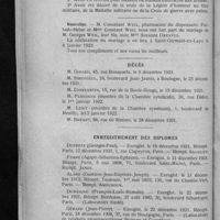 0048 - Page 42 - Informations. Les dispensés de grades et de scolarité pour les études supérieures / Nouvelles / [Nécrologie]. Décès. [M. Girard ; M. Sireygéol ; M. Constantin ; M. Personne ; M. Lemy ; M. Bréant] / Enregistrement des diplômes