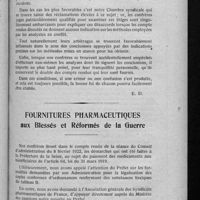 0079 - Page 73 - Les comptes rendus d'analyses médicales / Fournitures pharmaceutiques aux blessés et réformés de la guerre