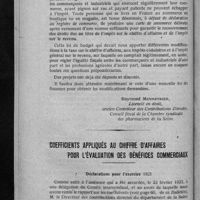 0092 - Page 86 - Questions fiscales. Loi portant fixation du budget de l'exercice 1922 / Coefficients appliqués au chiffre d'affaires pour l'évaluation des bénéfices commerciaux. Déclarations pour l'exercice 1921