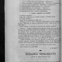 0196 - Page 188 - Documents officiels relatifs au Codex / Dosages négligents, par le Dr Henri Martin