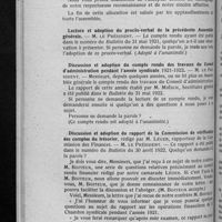 0310 - Page 300 - Allocution du Président / Lecture et adoption du procès-verbal de la précédente Assemblée générale / Discussion et adoption du compte rendu des travaux du Conseil d'administration pendant l'année syndicale. 1921-1922 / Discussion et adoption du rapport de la Commission de vérification des comptes du trésorier, rédigé par M. Léger...
