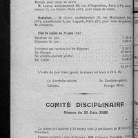 0410 - Page 388 - Extrait du procès-verbal de la séance du Conseil d'administration du 12 juillet 1922 / Comité disciplinaire. Séance du 21 Juin 1922