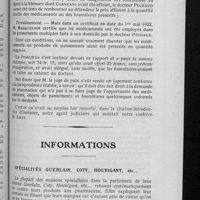 0589 - Page 505 - Toujours les assurances ! Loi du 9 avril 1898. - Fournitures pharmaceutiques. Prétendue exagération des médicaments fournis. Rapport de M. le Docteur Paul... / Informations. Spécialités Guerlain, Coty, Houbigant, etc...