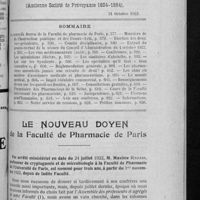 0697 - Page 577 - Sommaire / Le nouveau doyen de la Faculté de pharmacie de Paris