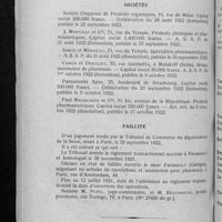 0780 - Page 624 - Informations. Ventes / Sociétés / Faillite