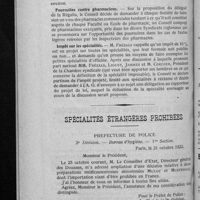 0890 - Page 700 - Conseil de la Fédération des Sociétés pharmaceutiques d'Arrondissement de Paris et de la Seine. Séance du 27 octobre 1922. Monument / Poursuites contre pharmaciens / Impôt sur les spécialités / Spécialités étrangères prohibées. Préfecture de police