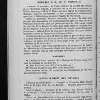 0896 - Page 704 - Informations. Hommage à M. le Dr Dorveaux / Mariages / Enregistrement des diplômes
