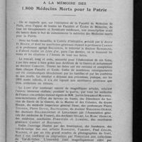 0033 - Page 27 - Les monuments aux morts. A la mémoire des 1.800 médecins morts pour la patrie