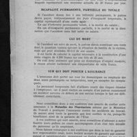 0046 - Page 40 - Société mutuelle d'Assurance contre les accidents en Pharmacie. Loi du 2 Août 1923. Incapacité temporaire / Incapacité permanente, partielle ou totale / Cas de mort / Sur qui doit porter l'assurance