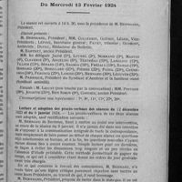 0077 - Page 69 - Extrait du procès-verbal de la séance du Conseil d'administration du Mercredi 13 Février 1924