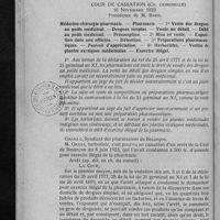 0108 - Page 100 - Jurisprudence pharmaceutique. Médecine-chirurgie-pharmacie. - Pharmacie. - 1° Vente de drogues au poids médicinal. - Drogues simples. - Vente au détail. - Débit au poids médicinal. - Présomption. - 2° Mise en vente. - Exposition dans une officine. - Détention. - 3° Préparations pharmaceutiques. - Pouvoir d'appréciation. - 4° Herboristes. - Ventes de plantes exotiques médicinales. - Exercice illégal