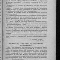 0135 - Page 127 - Syndicat de la presse pharmaceutique de France et des colonies. Règlement intérieur / Conseil d'administration / Sociétés (ou Associations) des inspecteurs des pharmacies