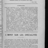 0143 - Page 133 - Sommaire / L'impôt sur les spécialités