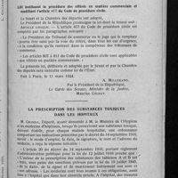 0179 - Page 169 - Documents officiels. Loi instituant la procédure des référés en matière commerciale et modifiant l'article 417 du Code de procédure civile / La prescription des substances toxiques dans les hôpitaux