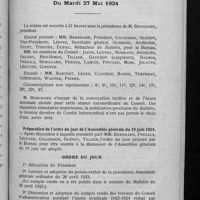 0315 - Page 303 - Extrait du procès-verbal de la séance extraordinaire du Conseil d'Administration du mardi 27 mai 1924