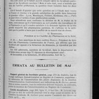 0375 - Page 361 - La fermeture des pharmacies le dimanche en vue du repos corporatif collectif / Errata au bulletin de mai