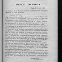 0503 - Page 485 - Le repos hebdomadaire collectif dans les pharmacies. I. Nouveaux documents