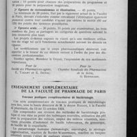 0563 - Page 539 - Le stage d'études pharmaceutiques. Société des pharmaciens-agrées du ressort de la Faculté de Paris / Enseignement complémentaire de la Faculté de pharmacie de Paris
