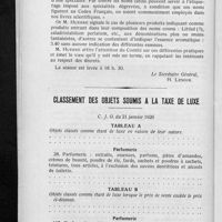 0020 - Page 18 - Comité technique et disciplinaire. Séance du 23 décembre 1925. 6° Questions diverses / Classement des objets soumis à la taxe de luxe