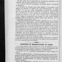 0028 - Page 26 - Chronique professionnelle. Assistance médicale et spécialités pharmaceutiques par le Dr Henri Martin / Additions et modifications au Codex