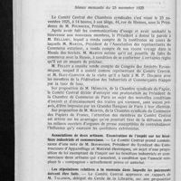 0044 - Page 42 - Comité central des Chambres syndicales. Séance mensuelle du 25 novembre 1925. Associations de deux artisans. Exonération de l'impôt sur les bénéfices industriels et commerciaux / Les stipulations relative à la monnaie dans laquelle les paiements doivent être faits