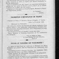 0059 - Page 57 - Lettre du Conseil général des sociétés d'arrondissements de Paris et du département de la Seine à MM. les députés de la Seine / Prohibition d'importation en France / Encore et toujours les toxicomanes !