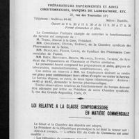 0076 - Page 74 - Service de placement paritaire du personnel des pharmacies. Préparateurs expérimentés et aides conditionneuses, garçons de laboratoire, etc. / Loi relative à la clause compromissoire en matière commerciale