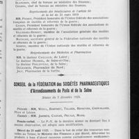 0079 - Page 77 - Ministère des pensions / Conseil de la Fédération des sociétés pharmaceutiques d'arrondissements de Paris et de la Seine. Séance du 3 décembre 1925. Procès-verbal / Décret du 29 août 1925