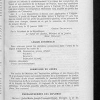0092 - Page 91 - Informations renseignements divers. Médailles d'honneur de l'assistance publique / Légion d'honneur / Commission du codex / Enregistrement des diplômes