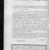 0099 - Page 98 - Inauguration du monument aux pharmaciens et étudiants en pharmacie morts du fait de la guerre 1914-1918