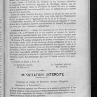 0418 - Page 411 - Extrait du procès-verbal de la séance du Conseil d'administration du mercredi 12 mai 1926 / Importation interdite