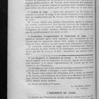0501 - Page 492 - Société des pharmaciens-agréés. Compte rendu de la réunion du 27 mai 1926, tenue au siège de la Chambre syndicale des pharmaciens de la Seine... 3° Compte rendu de l'examen préparatoire d'avril / 4° Contrat de stage / 5° Proposition d'augmentation de l'indemnité de stage / 6° Les stagiaires et l'Inspection du travail / L'indemnité de stage