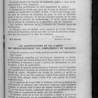 0516 - Page 507 - Jurisprudence commerciale. Du mois de décembre double / Les gratifications de fin d'année sont obligatoirement des compléments de salaires