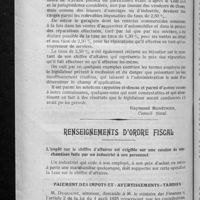 0589 - Page 578 - Les nouveaux taux de la taxe sur le chiffre d'affaires et la loi du 4 avril 1926 / Renseignements d'ordre fiscal. Paiement des impôts et « avertissements » tardifs