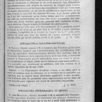 0590 - Page 579 - Renseignements d'ordre fiscal. Paiement des impôts et « avertissements » tardifs / Spécialités à taxation douteuse / Spécialités vétérinaires et impôts