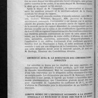 0593 - Page 582 - La Chambre syndicale des pharmaciens de la Seine et le coefficient de 25 %. Bénéfices commerciaux réalisés à Paris dans les pharmacies de petite et moyenne importance / Entrevue avec M. le directeur des contributions directes / Compte rendu de l'entrevue accordée à la Chambre syndicale le mercredi 21 avril 1926 par M. le directeur des contributions directes