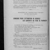 0693 - Page 678 - Les prix de la société de pharmacie / Ministère de l'instruction publique et des beaux-arts. Concours pour l'attribution de bourses aux candidats au titre de pharmacien