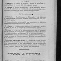 0718 - Page 703 - Placement du personnel des pharmacies. Organisation paritaire placé sous le contrôle permanent des Syndicats de la profession. Catégories d'emplois dans le personnel des pharmacies / Brochure de propagande