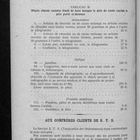 0891 - Page 864 - Classement des objets de luxe pour l'application de l'impôt sur le chiffre d'affaires / Aux confrères clients de S. T. S.