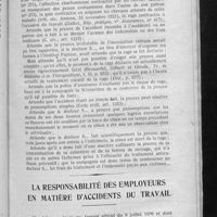 0147 - Page 141 - Jurisprudence accidents du travail. Accidents du travail. - Personnel domestique : un cas curieux de présomption d'accident / La responsabilité des employeurs en matière d'accidents du travail