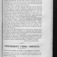 0691 - Page 669 - Cession des baux renouvelés en vertu de la loi du 30 juin 1926 sur la propriété commerciale / Renseignements d'ordre commercial. La loi sur les accidents du travail et les voyageurs de commerce