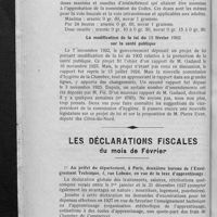 0032 - Page 28 - Renseignements d'ordre professionnel et paraprofessionnel. Société de thérapeutique / Les arsenobenzols au codex / La modification de la loi du 15 février 1902 sur la santé publique / Les déclarations fiscales du mois de février