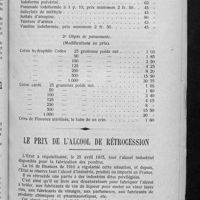 0067 - Page 63 - Nouveau tarif des accidents du travail applicable à partir du 1er janvier 1928 / Le prix de l'alcool de rétrocession