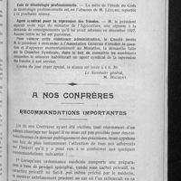 0107 - Page 101 - Comité disciplinaire. Séance du mercredi 25 janvier 1928 / A nos confrères. Recommandations importantes