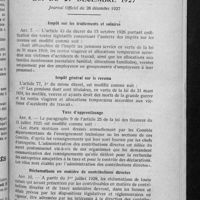 0123 - Page 117 - Documentation. Loi du 27 décembre 1927