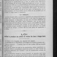 0301 - Page 291 - Notes de jurisprudence. Assurances / Artisans / Le chèque / Loi modifiant la procédure des actions en révision des baux à longue durée