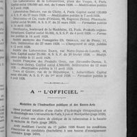 0325 - Page 315 - Informations. Renseignements divers. Sociétés / A « l'officiel »