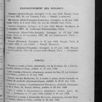 0511 - Page 497 - Informations. Renseignements divers. Ecole principale du Service de santé de la marine / Enregistrement des diplômes / Ventes